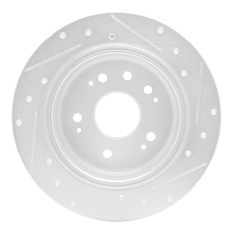 Honda CR-V Brake Rotor (1) - Rear Left - R1 Concepts - Drilled & Slotted - Silver - `02-`04